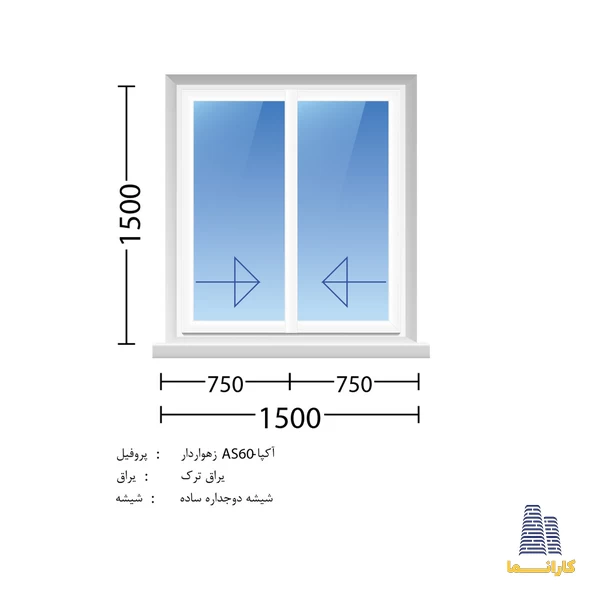 قیمت پنجره دوجداره AS60