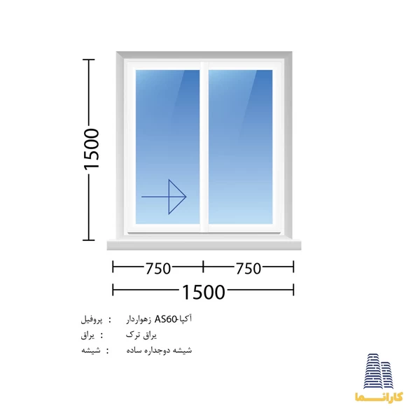 قیمت پنجره دوجداره AS60